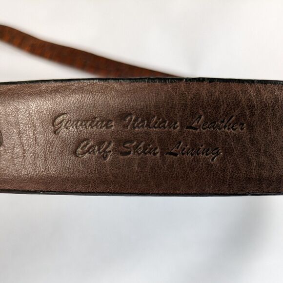 Bill Adler Dress Belt 32 Brown Croc Embossed Calfskin Italian Vintage Silver - Picture 3 of 9